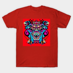 the kaiju pattern in mandala ecopop art T-Shirt